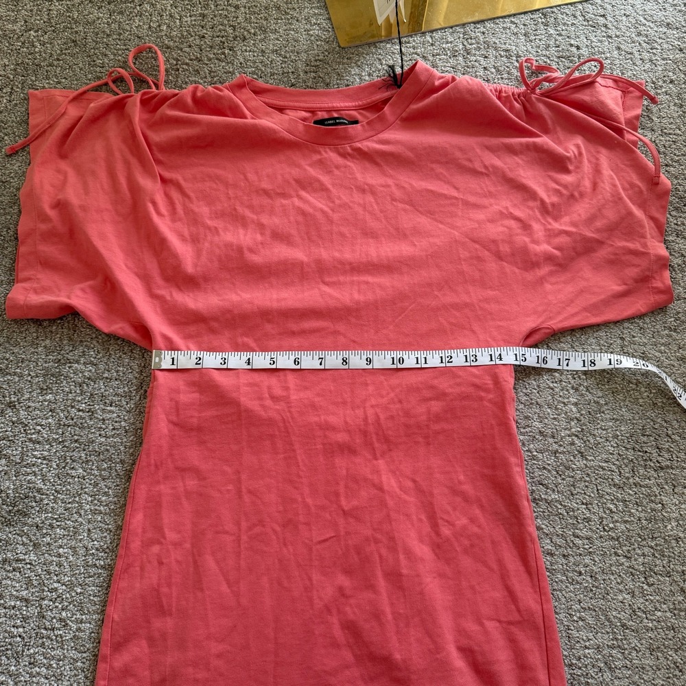 Isabel Marant Étoile Coral Tie Sleeve Mini Dress‎ Cotton Zarko Papaya Large - Picture 11 of 12